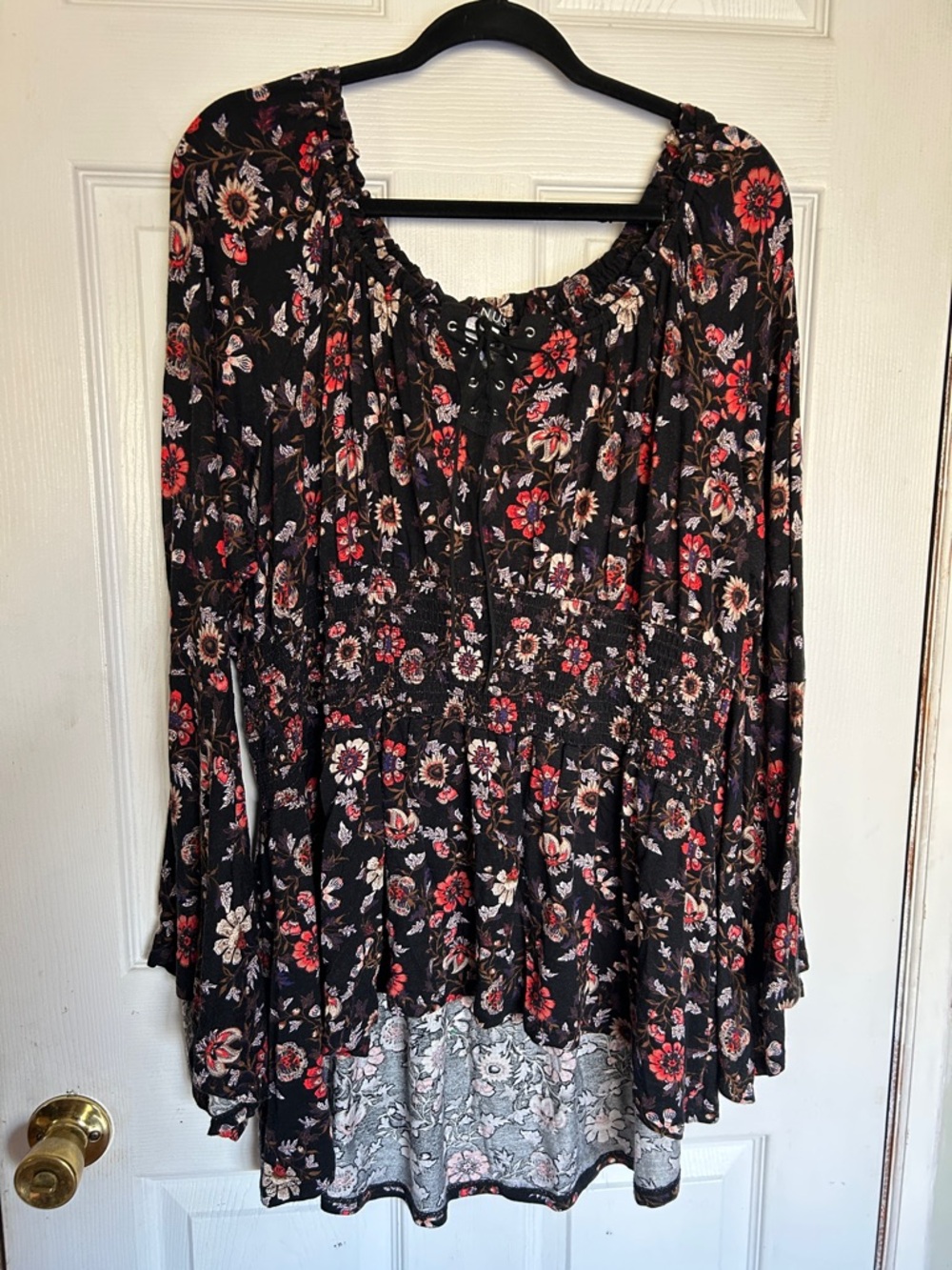 Women's Black Floral Top